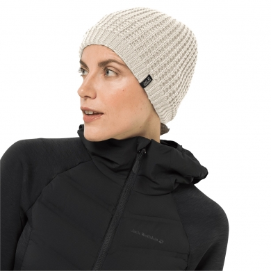 Jack Wolfskin Beanie Milton Cap - warm knitted hat with thermal lining - birch Women